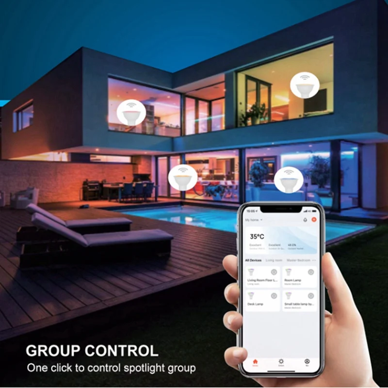 Tuya Bluetooth GU10 Умная светодиодная лампа с регулируемой яркостью 6 Вт 220 В Smart Life App Control Прожекторная лампа работает с Alexa Google 3 шт.