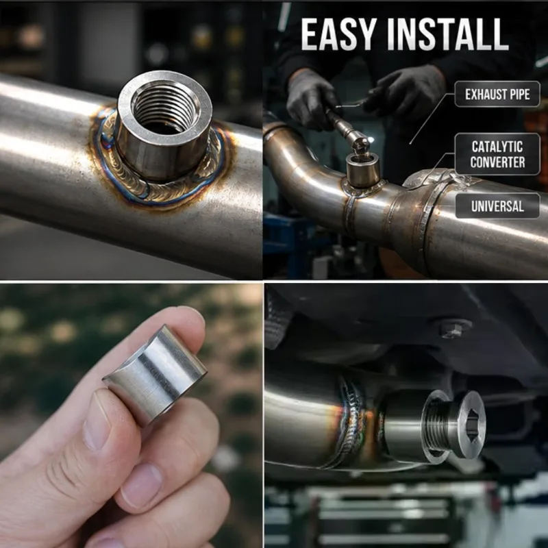 M18x1.5 Threaded Slotted Exhaust Welding Plug Car Stainless Steel Oxygen Sensor Plug  Adapter with Grooved Elbow Nut 1-10pcs