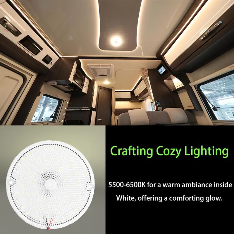 1PC/2PCS Vehicle Round Dome Light High Brightness Interior Lighting Reading Lamp with Big Switch For Car Caravan Boat Truck RV
