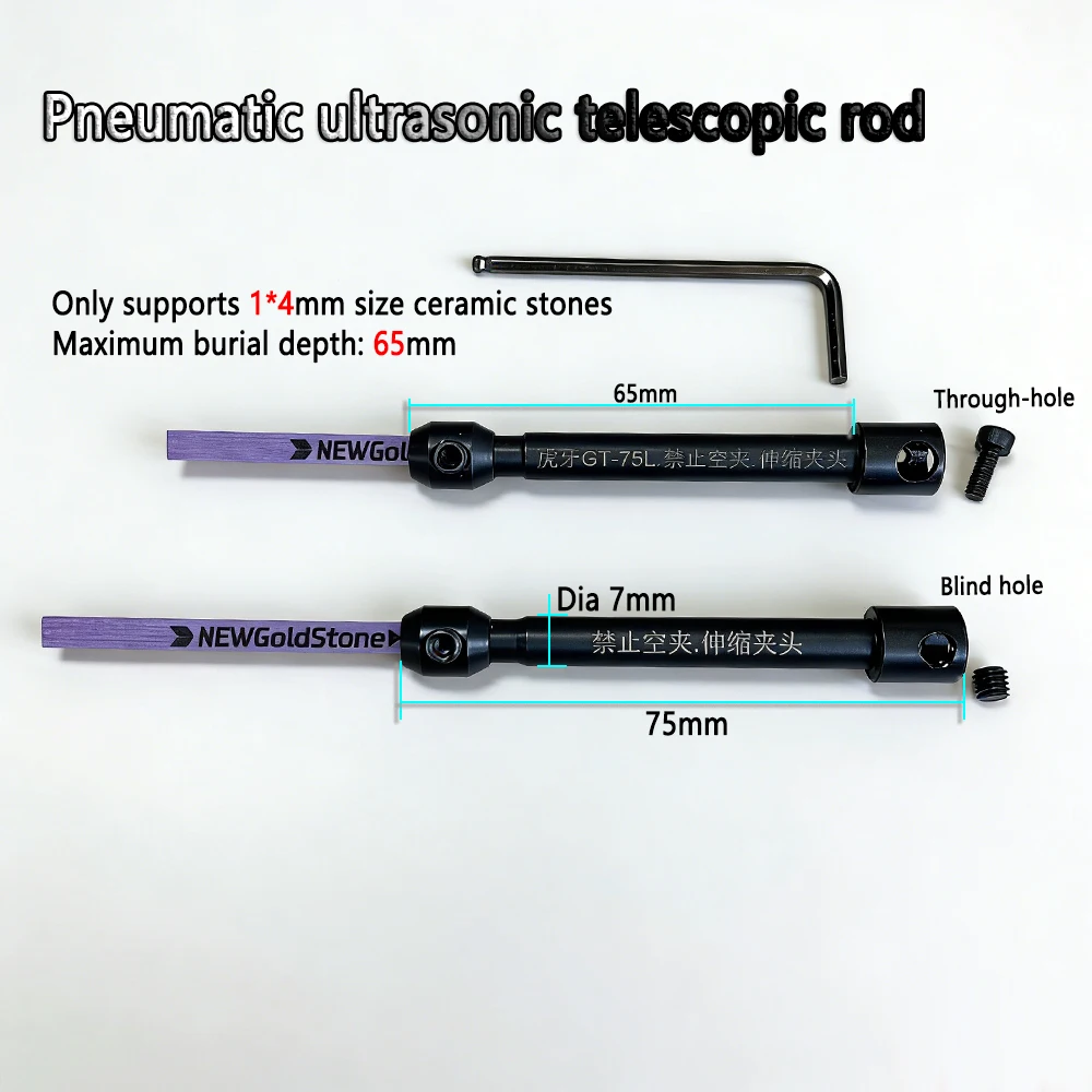 75mm Telescopic Extended Chuck Rod for Pneumatic Ultrasonic Mold Polisher - No - Cut Use of 1X4X100mm Ceramic Fiber Stone