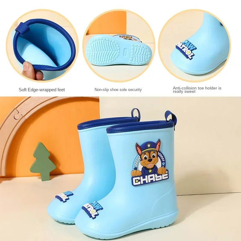 Paw Patrol Chase Skye Anime Cartoon Cute Children Rain Shoes for Boy Girl Waterproof EVA Rubber Non Slip Toddler Kids Rain Boots