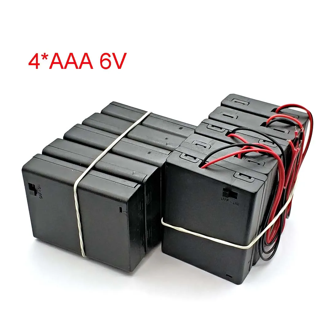 10 Stück AAA7-Batteriegehäuse (2/3/4), aus ABS-Kunststoff, mit roten und schwarzen Kabeln, ausgestattet mit Schaltern, geeignet für DIY-Schaltungen ohne Batterien. – Detail 6