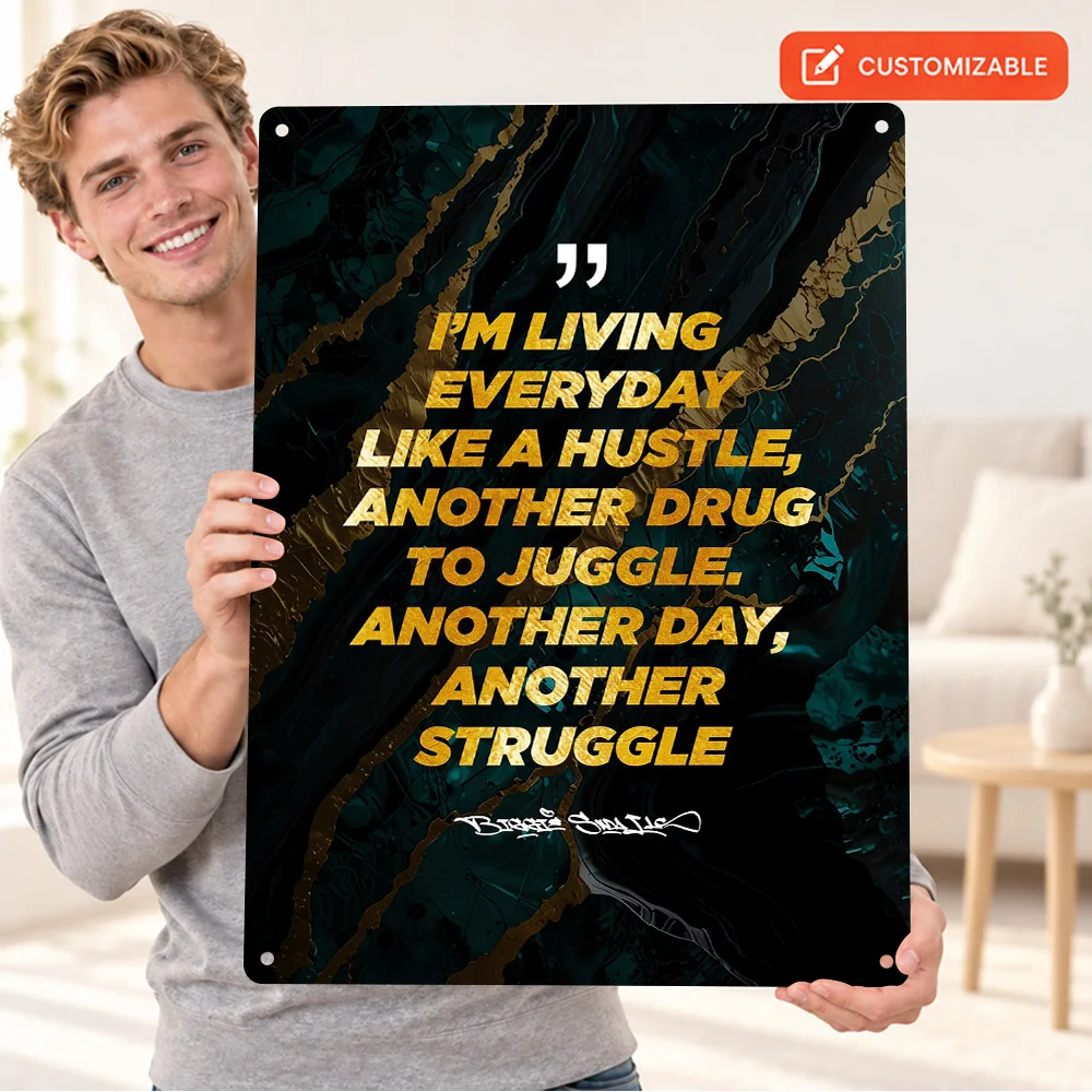 Hustle And Struggle Quote Printed Poster Retro Bold Design Creative Studio Wall Art Customized Aluminum Metal Sign Office Gift