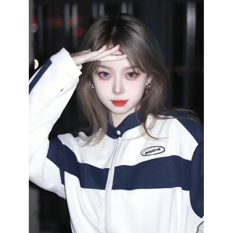 Giacca autunnale Donna Abiti coreani Giacche corte Primavera Harajuku Casual Vintage Y2k Zip Up Abbigliamento Streetwear Felpe한