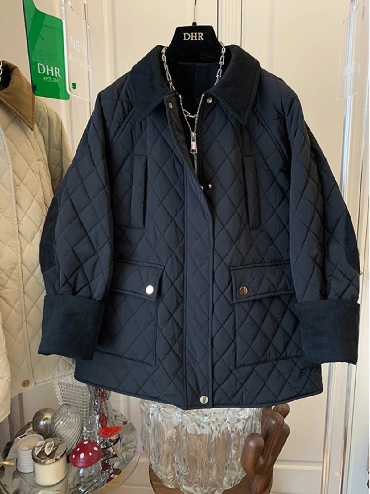 

Trendy Quilted down Cotton Jaet Women's Loose Street Sle Mid-Length Padded Coat Korean Version Winter New Arrival