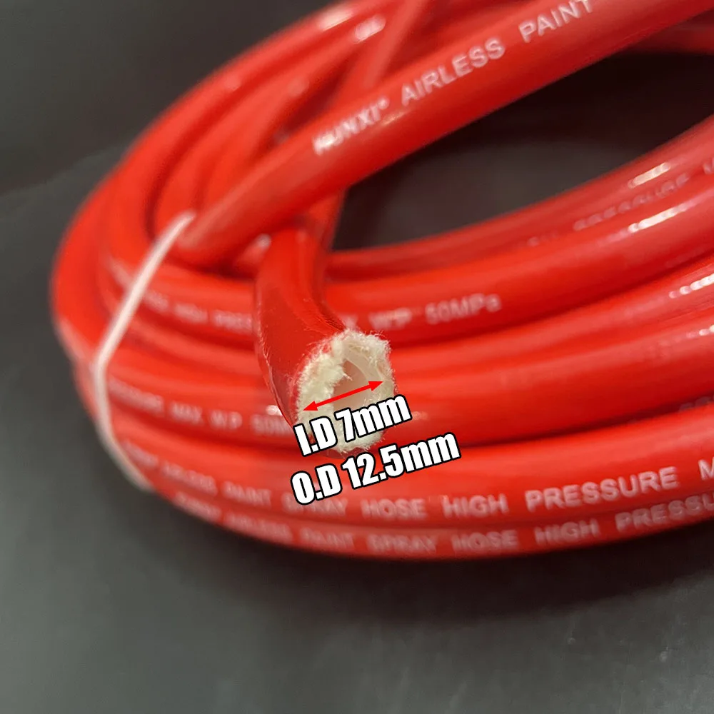 High Pressure Airless Spraying Machine Hose 1/4 Inch Spraying Hose 7250PSI Flexible Fiber Tube With Matching Wire And Tee Joint