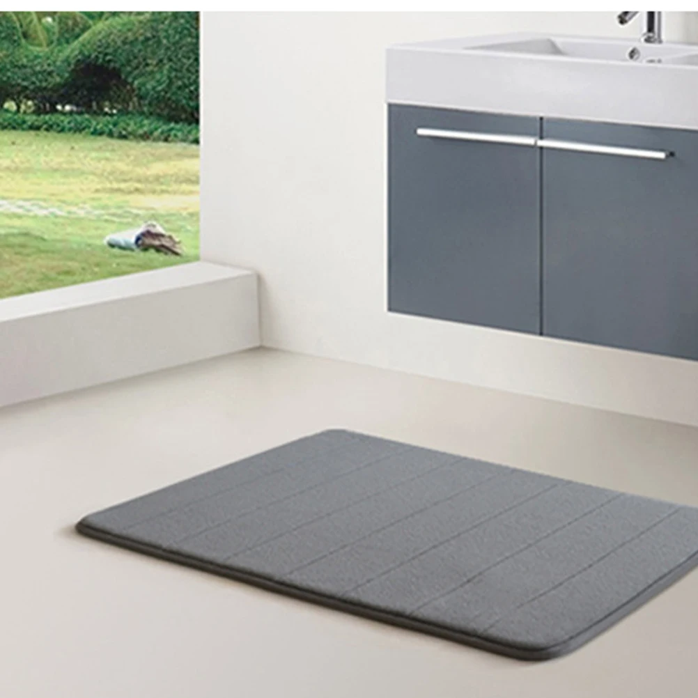 

Coral Fleece Floor Mat Memory Bathroom Carpet Skid Resistance Floor Mats Bathroom Floor Mat Foot Pad (Grey)