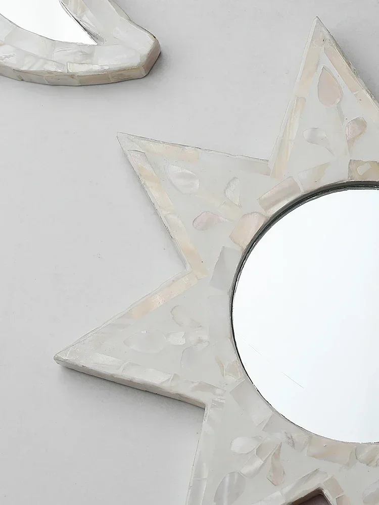 Original Imported Shell Cosmetic Mirror Creative Bedroom Dressing Table Hanging Desktop Princess Mirror Decorative Mirror