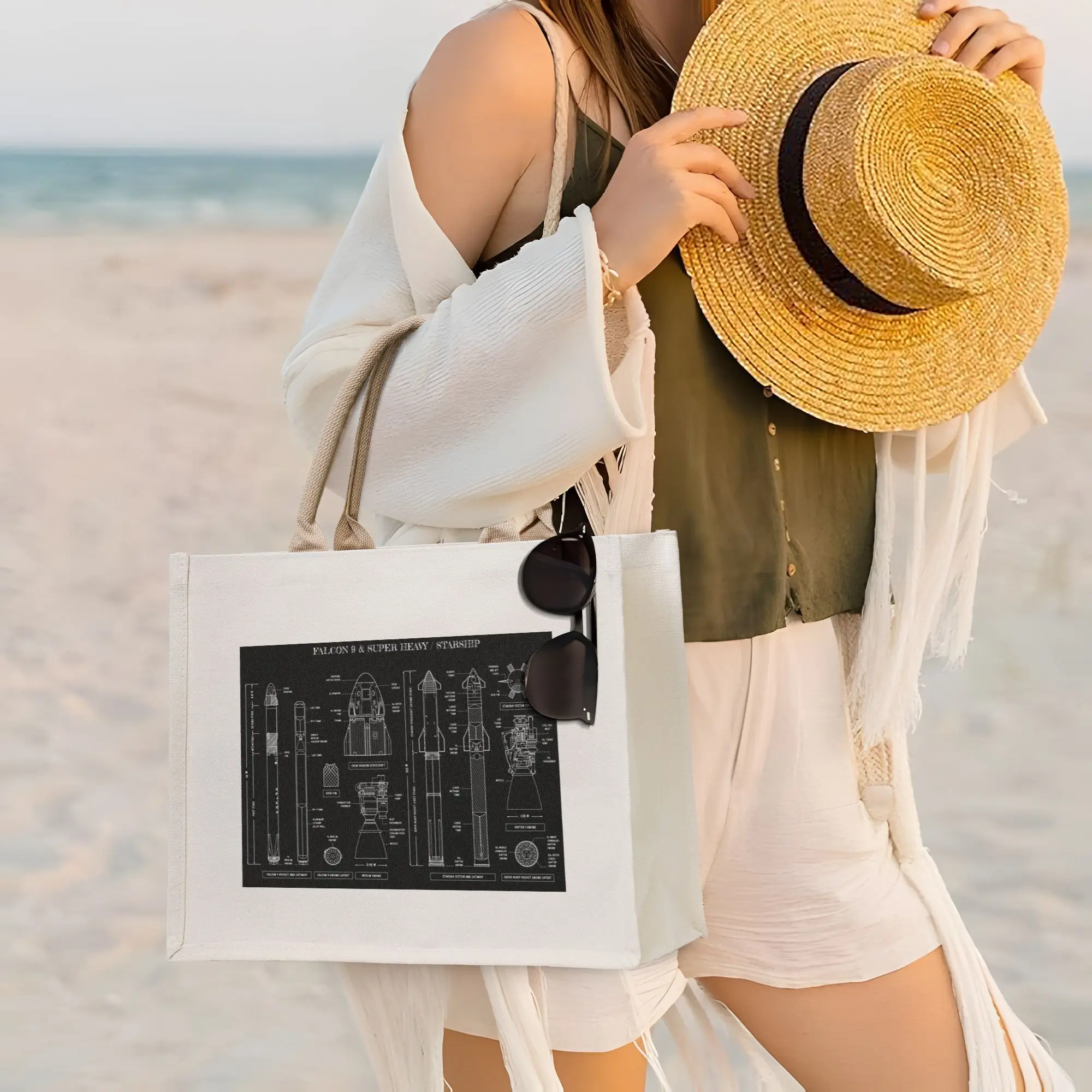 

Сумки для покупок SPACEX Falcon 9 и Super Heavy Starship, холщовая сумка-тоут, складная сумка-тоут для девочек, дорожная сумка через плечо