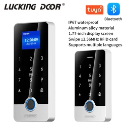 Bluetooth Tuya APP Waterproof Fingerprint Access Control System 13.56Mhz Rfid Card Keypad Metal Keyboard Temporary Password