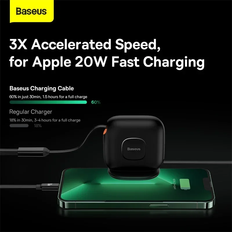 Baseus Traction Series Retractable 3-in-1 Fast Charging Cable Desktop Organizer Type-C to M+L+C 100W