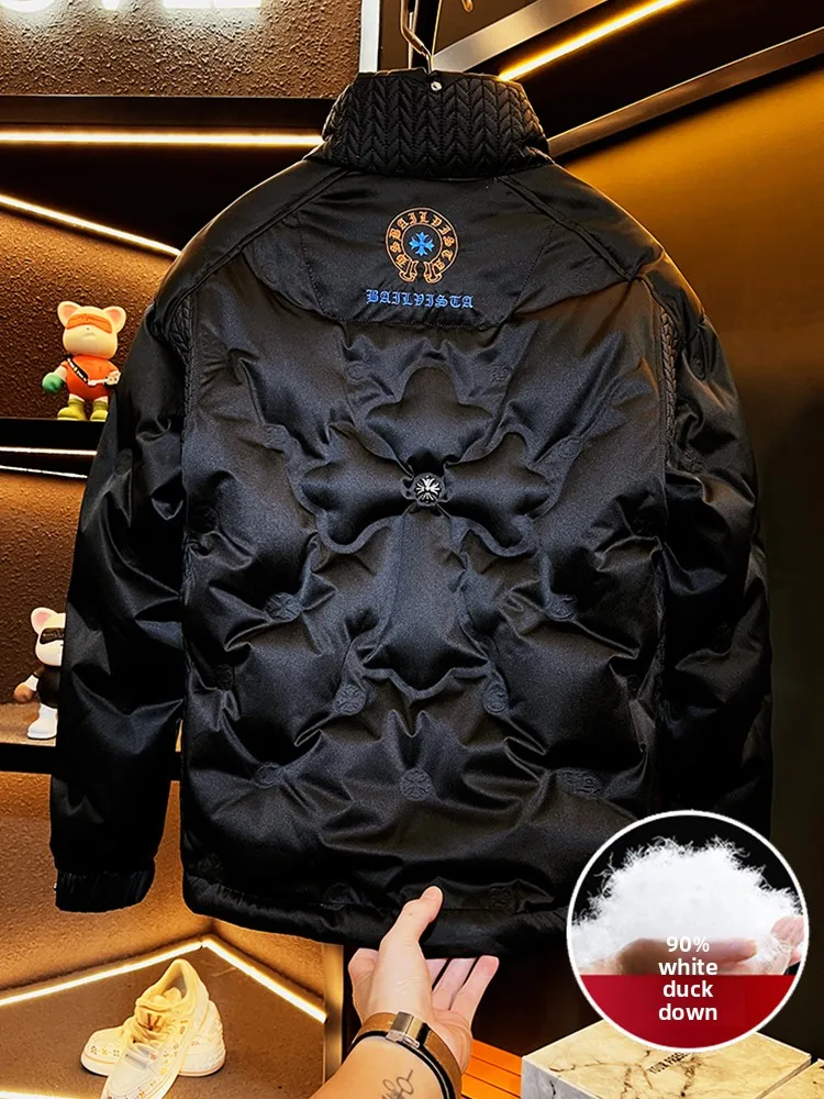 

Мужская зимняя куртка-пуховик с воротником-стойкой, новая модная теплая и морозостойкая верхняя одежда из полиэфирного волокна для активного отдыха