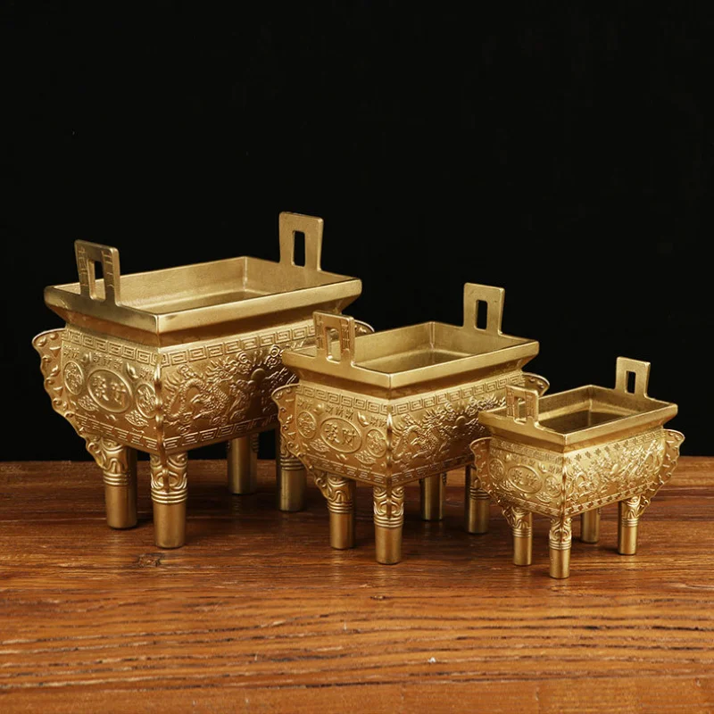  Yellow Tripod Bronze Ware Copper Incense Burner Wholesale Home Decoration Shop Openin