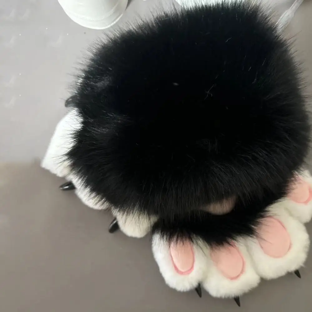 Cute Cartoon Cosplay Costume Gloves Warm Squeaky Furry Fursuit Gloves Plush Plush Cat Paw Gloves Cosplay Costume Accessories