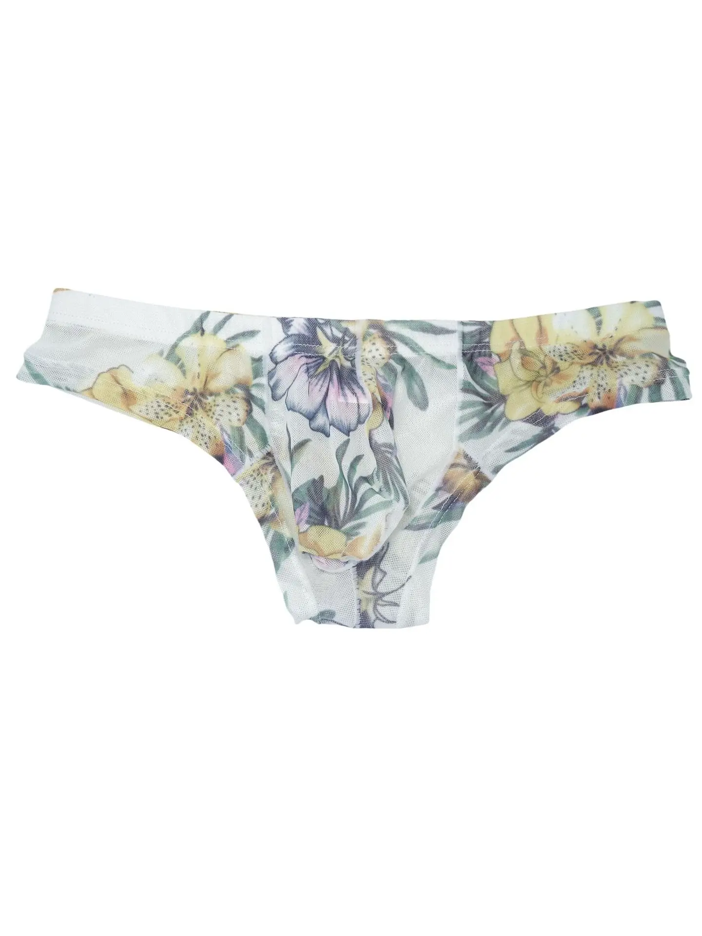 

Мужские прозрачные сетчатые трусы-стринги с цветочным принтом, сексуальные дышащие мини-брифы с низкой посадкой, удобные трусы-боксеры с U-образным вырезом