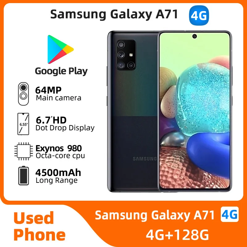 

Samsung Galaxy A71 4g Smartphone Android 128GB All Colours Good Condition Original Used Phone