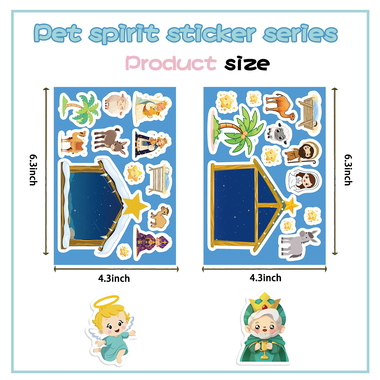 8/16/24PCS Nativity Scene Stickers Cartoon Dress-Up DIY Puzzle Fun Stickers with for Adults Festive Party Crafts