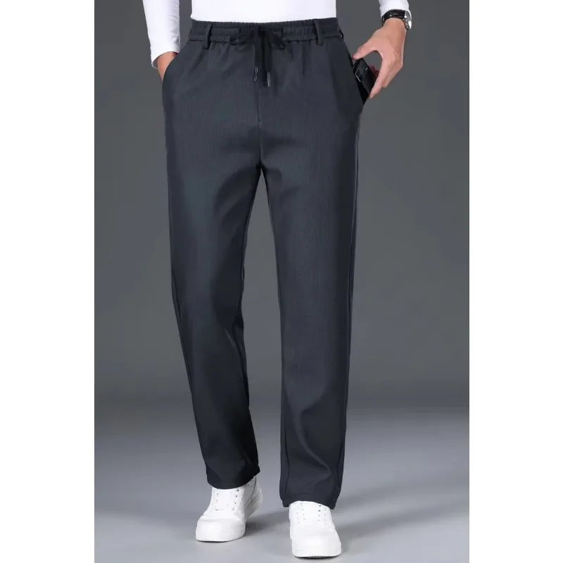 45-105KG Plus Size Men's Casual Pants Business Stretch Slim Fit Elastic Waist Classic Blue Black Gray Male Brand Trousers L-5XL