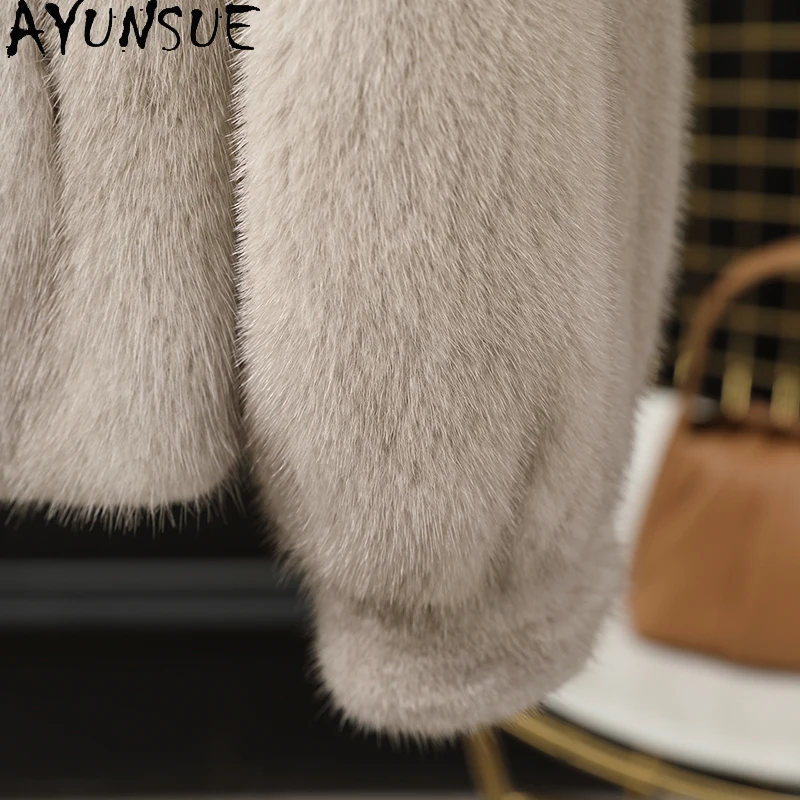 AYUNSUE 천연 밍크 모피 자켓 여성 전체 밍크 따뜻한 리얼 모피 자켓 여성 의류 고품질 2025 겨울 Шуба Женская