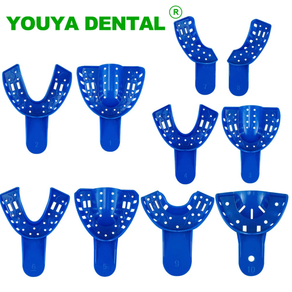 10pcs/set Dental Tray Impression Teeth Holders Plastic Denture Model Tray Dentistry Lab Materials Oral Hygiene Dentist Products