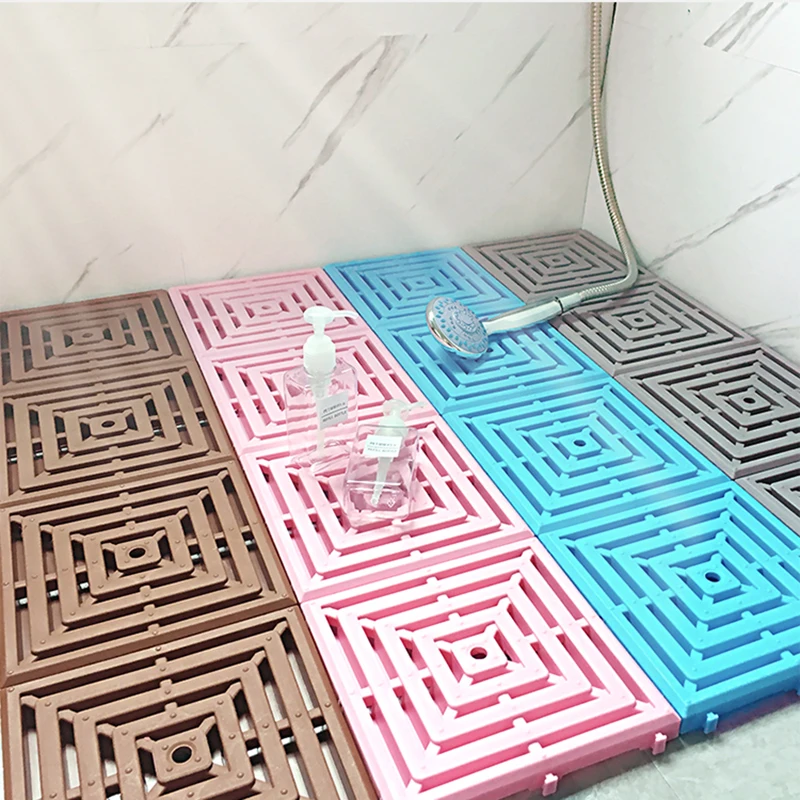 

Elevated Bathroom Anti Slip Mat Bathroom Floor Fully Covered Shower Room Dedicated Drainage Partition Bathroom Accessories Set