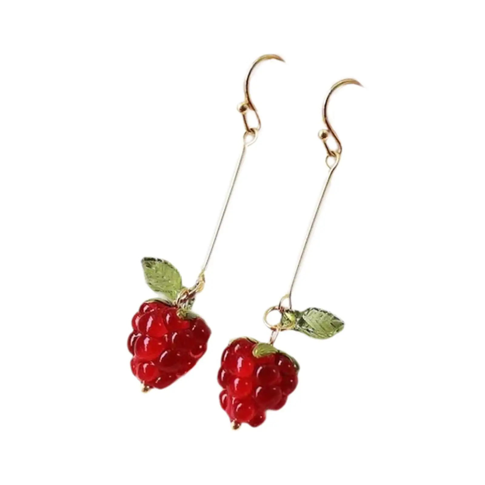 Red Raspberry Earrings Adorable Fruit Drops Resin Long Dangle Earrings Trendy Party Gift for Girlfriend