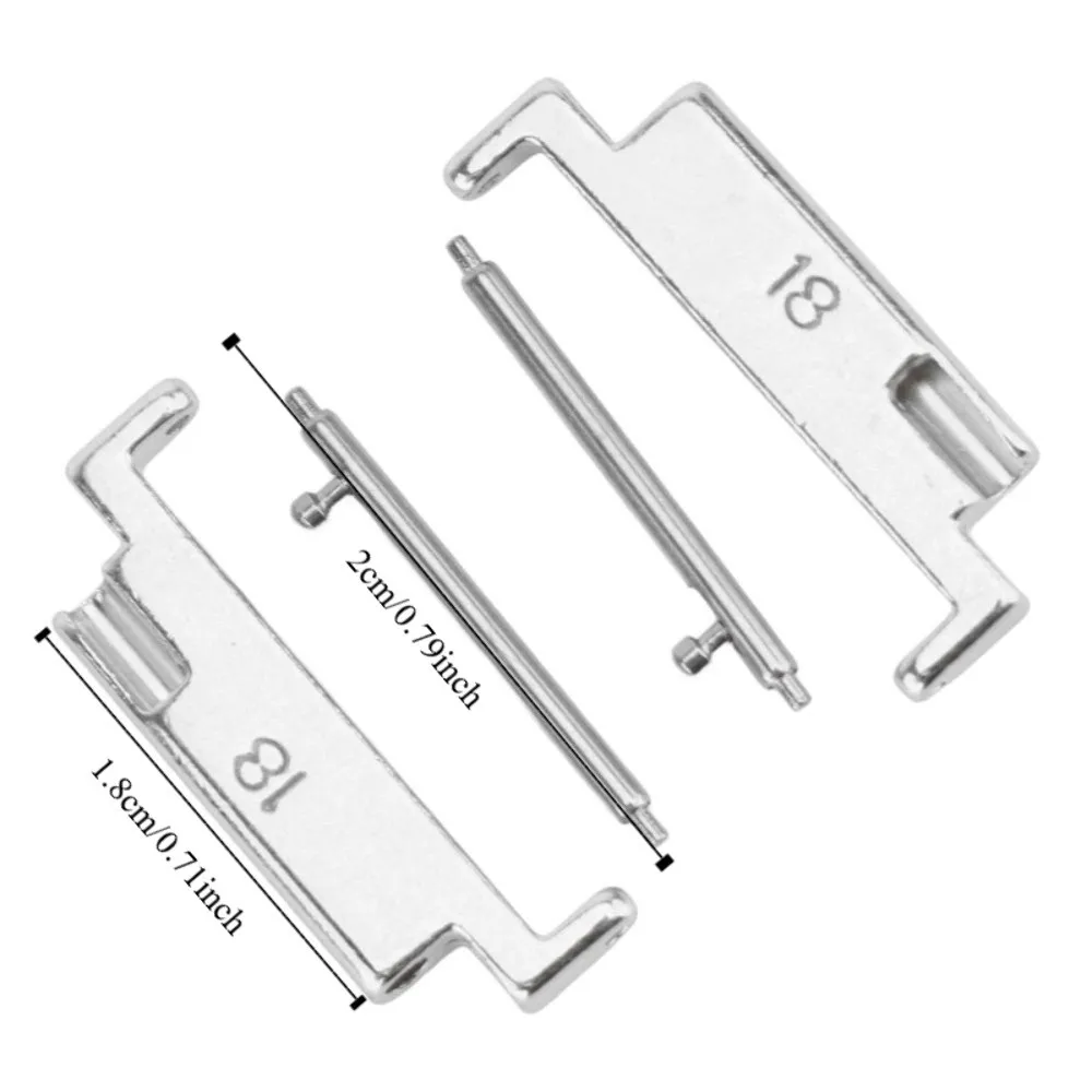 1 Pair Stainless Steel Metal Watch Band Adapter 18-20mm Size Replacement Part Watch Strap Connection Adapter Silver
