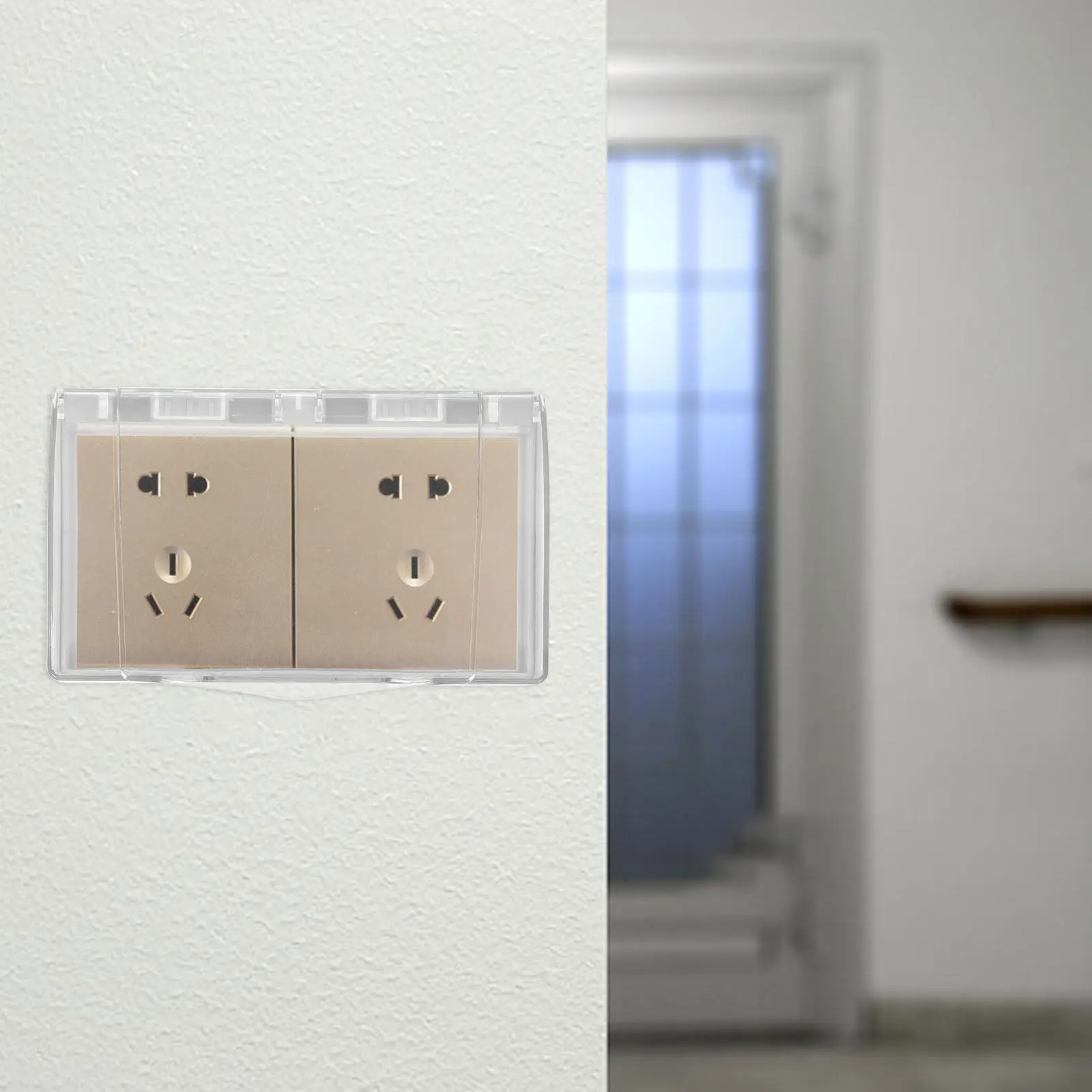 

2Pcs Adhesive Type Socket Box Splash-Proof Bathroom Cover Durable Easy to Clean Compact Design Stylish Appearance Electrical