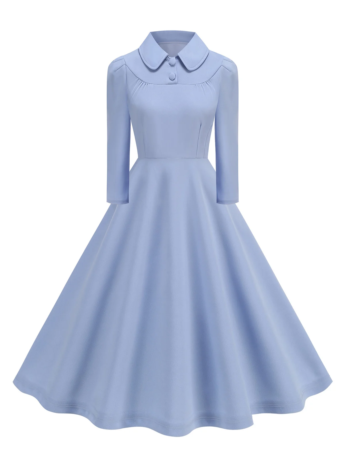 Tonval Peter Pan Collar Buttons Front Solid Vintage Swing Dresses Autumn  Winter 3/4 Length Sleeve Women 1950s Dress Elegant - AliExpress 200000345