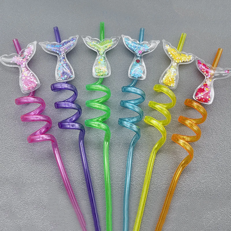 6Pcs Mermaid Tail Straw Party Favorite Birthday Party Summer Pool Party Beverages and Beverages Supplies