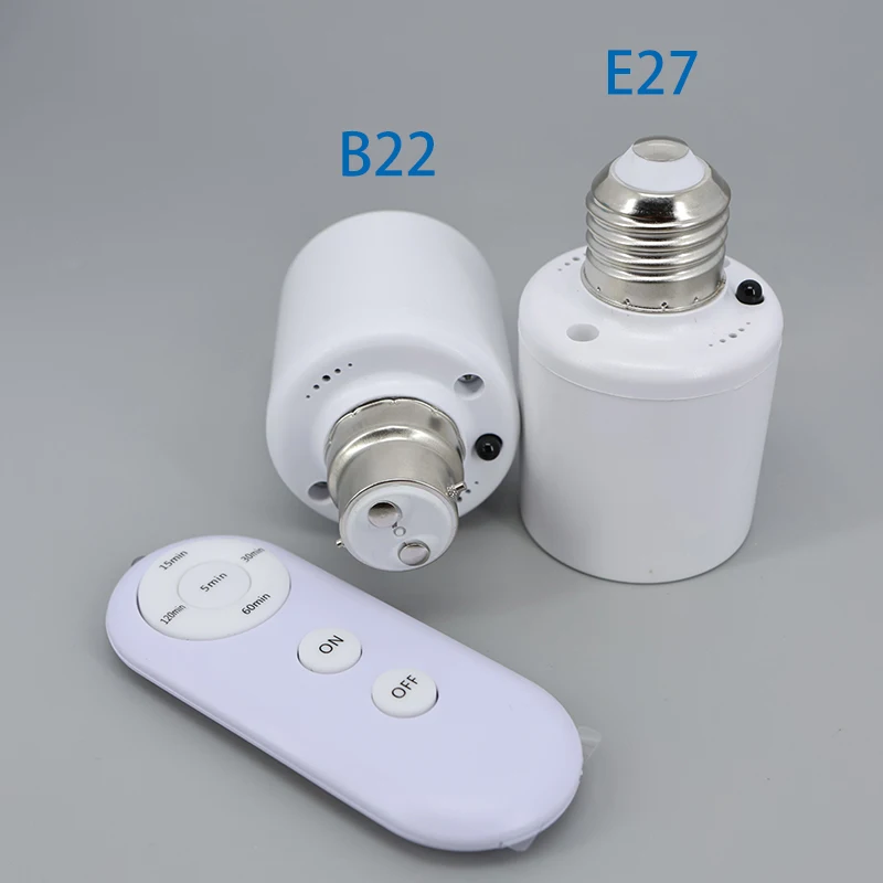 E27 or B22 Remote Control Light Bulb Base Socket Smart Timer Switch Wireless 8m Lamp Holder AC 110V 220V ON Off k v - view 2