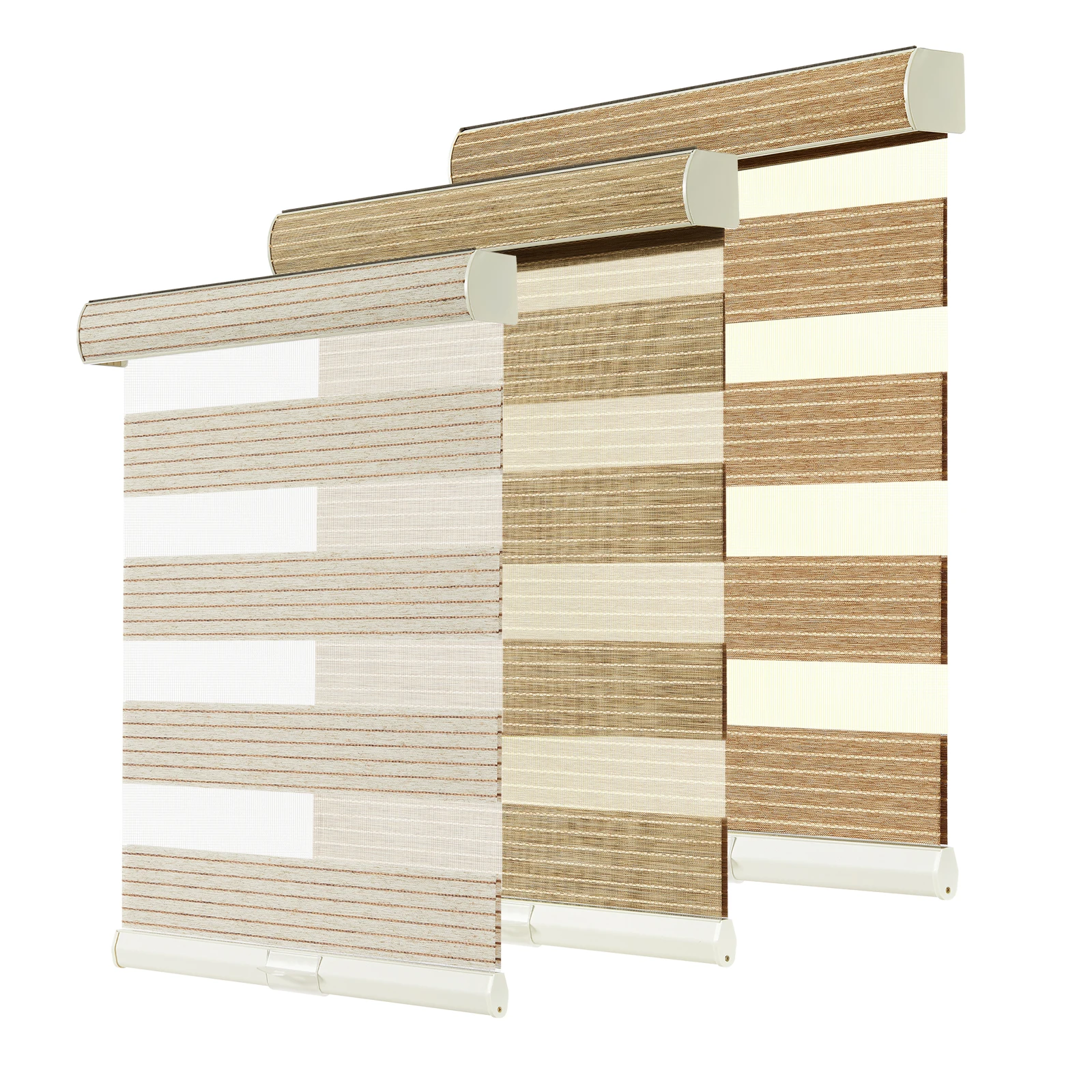 Natural Linen Zebra Shades for Windows, Custom Size Zebra Blinds & Shades, Room Darkening Cordless Roller Blinds