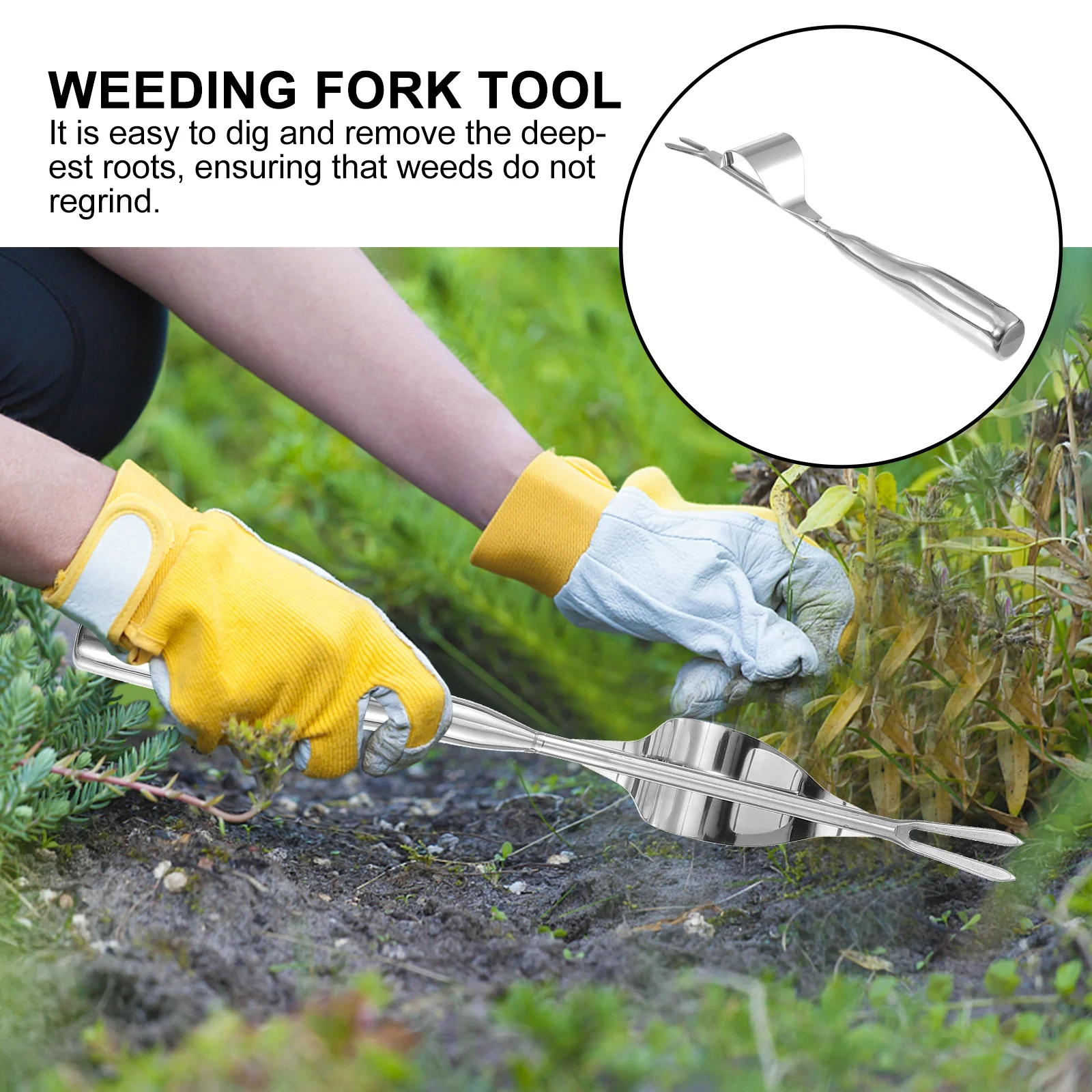 أداة شوكة إزالة الأعشاب الضارة من الفولاذ المقاوم للصدأ لسهولة إزالة الجذر في الحديقة جهاز إزالة الأعشاب الضارة اليدوي المحمول مستخرج العشب المنزلي