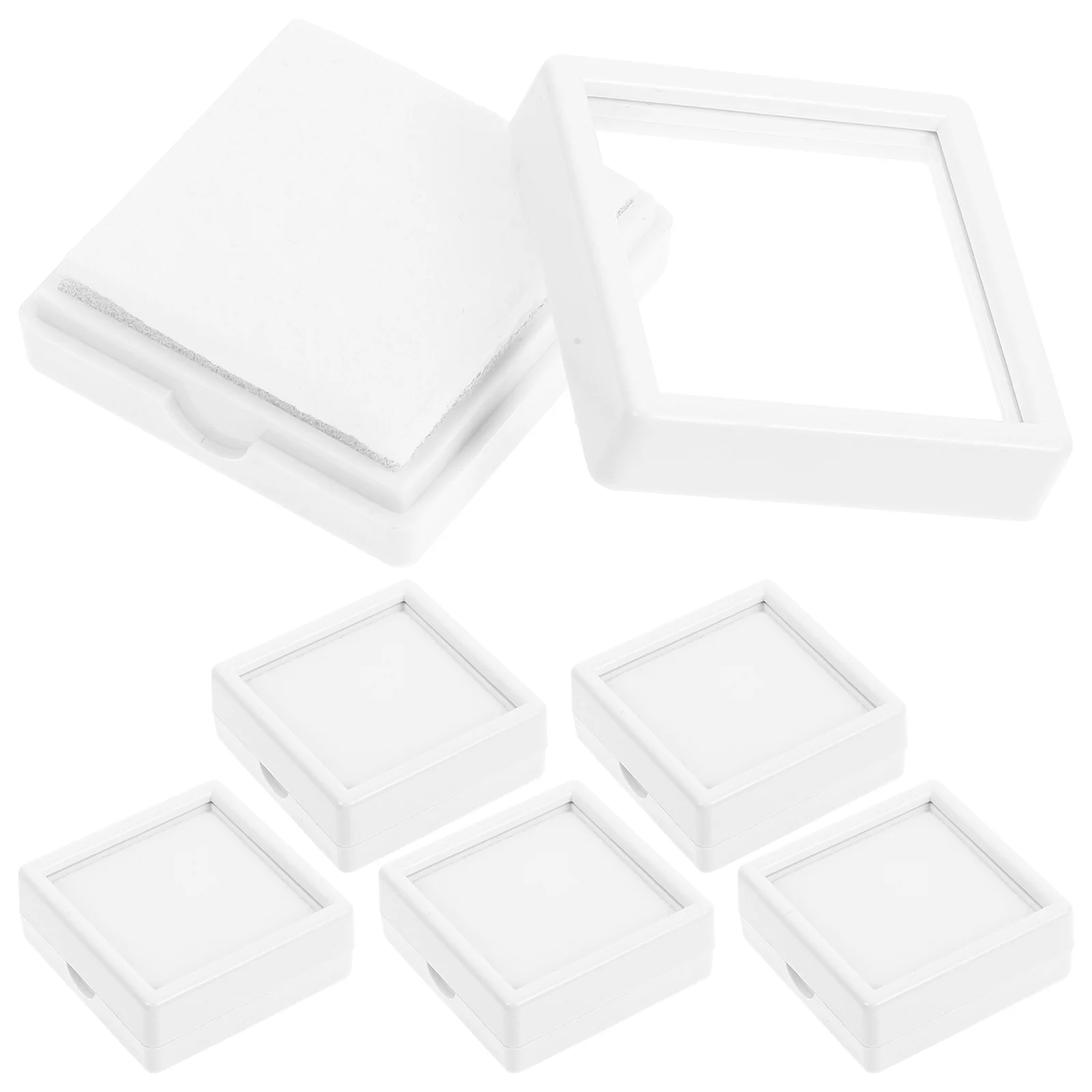 

6Pcs Jewelry Display Boxes Clear Glass Lid Stone Holder Organizer Case for Gemstones Rocks Collection Storage Jewelry Box