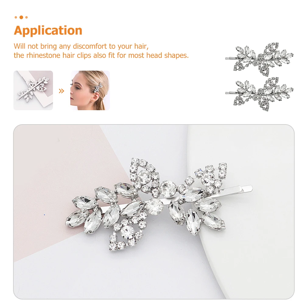 

2 Pcs Rhinestone Hair Clip Barrettes for Girls Clips Accessories Maple Leaves Women Diamond