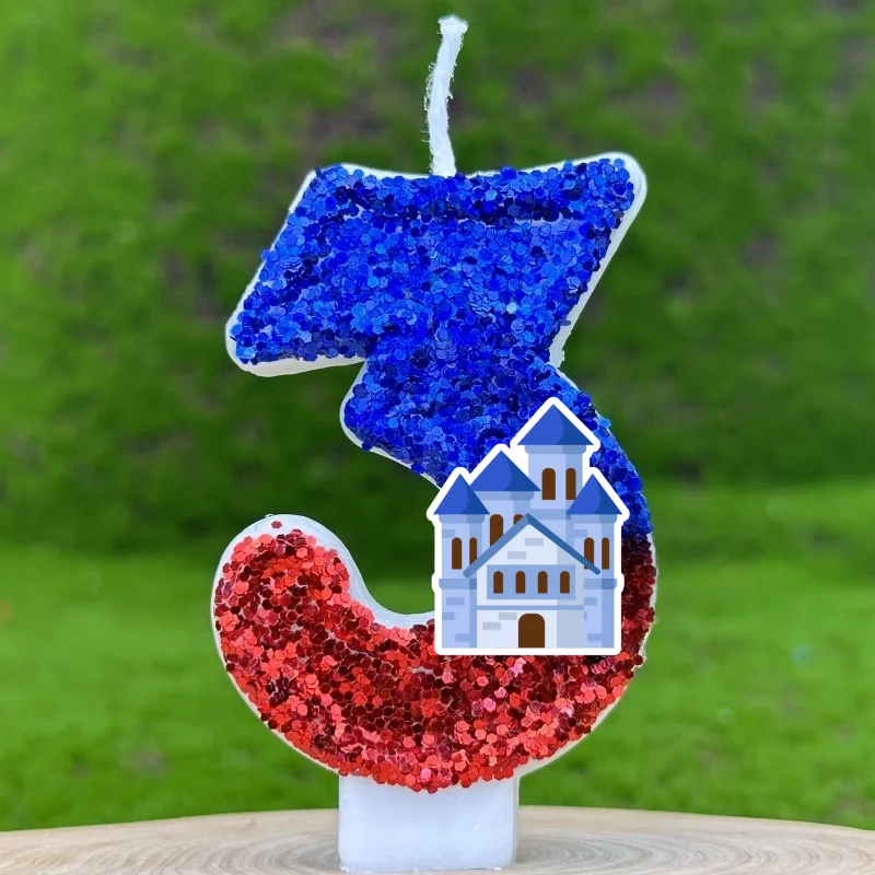 Cartoon Princess Castle Digital Candle Number 0-9 Kids Birthday Cake Decoration Supplies Anime Party Accessories Supplies