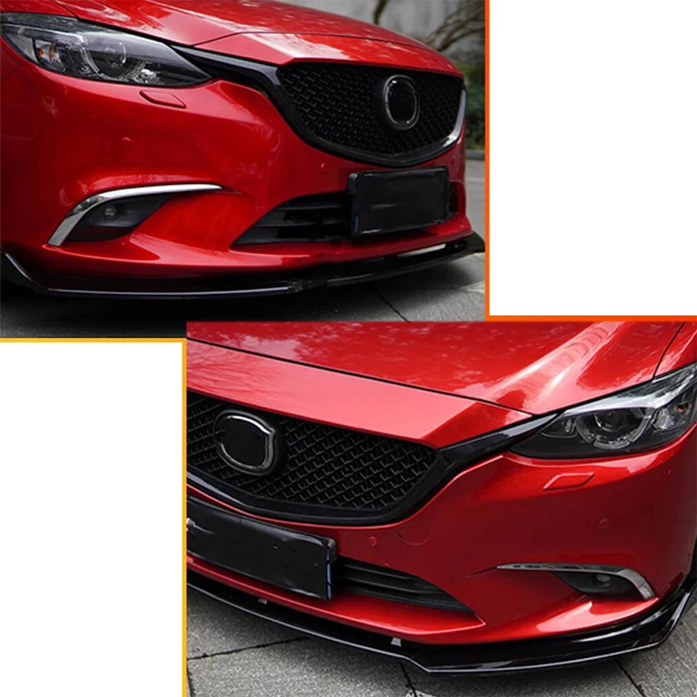 3Pcs Car Front Bumper Splitter Lip Diffuser Spoiler Guard Cover Trim for Mazda 6 Atenza 2014 2015 2016 2017 2018 Body Kit