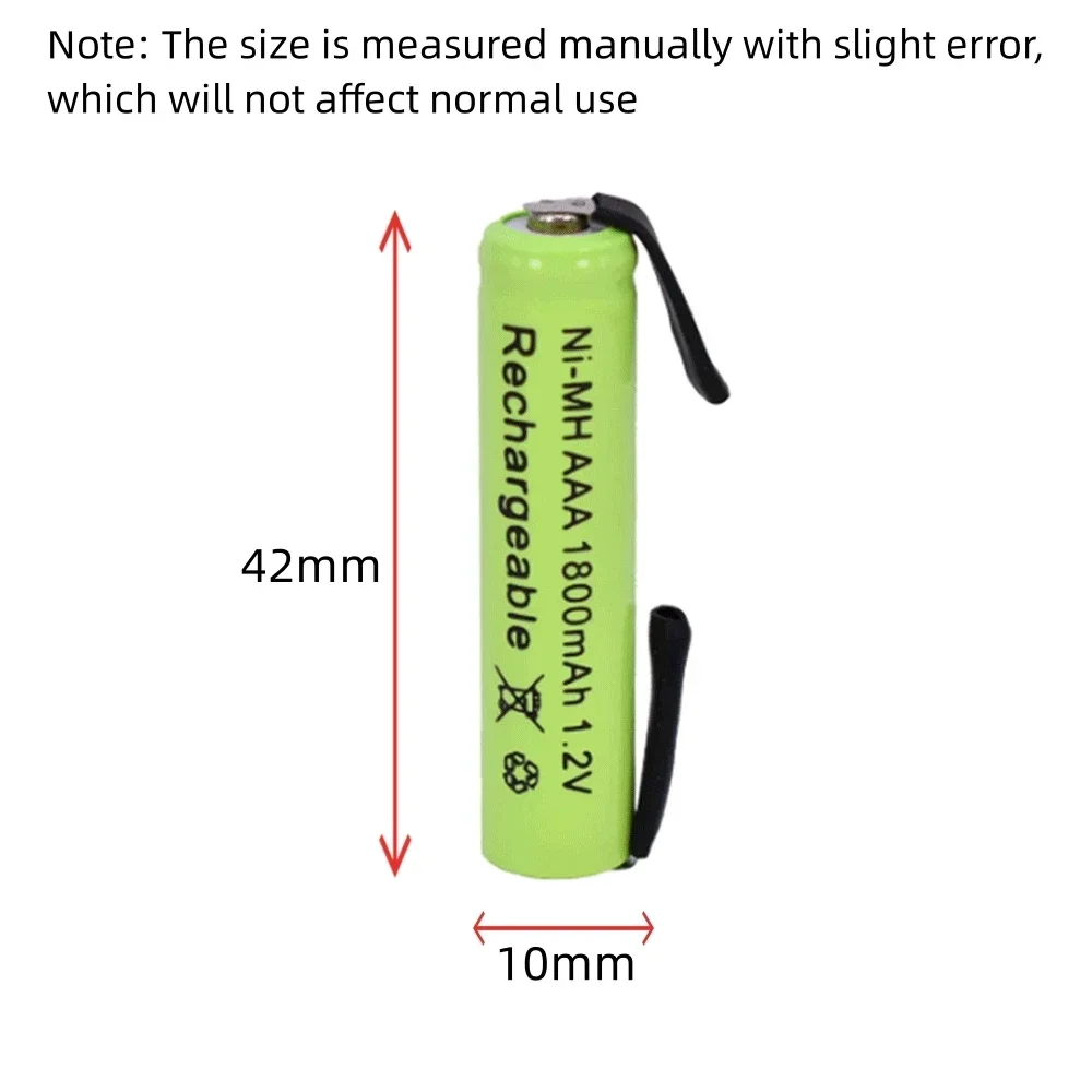 Batería recargable Ni-Mh AAA de 1,2 V y 1800mah, con lengüetas de soldadura para Afeitadora eléctrica Philips Braun, maquinilla de afeitar y cepillo de dientes