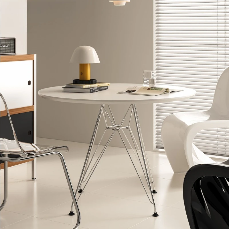 Dining table modern simple ins household small apartment dining table white round table