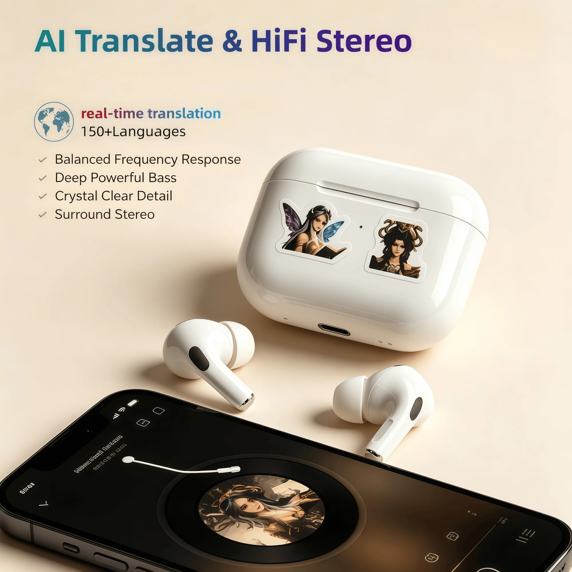 [AI Translate] HiFi Surround Stereo Earphones Noise Reduction Long Battery Headsets With Mic Subwoofer In Ear Sweatproof Earbuds