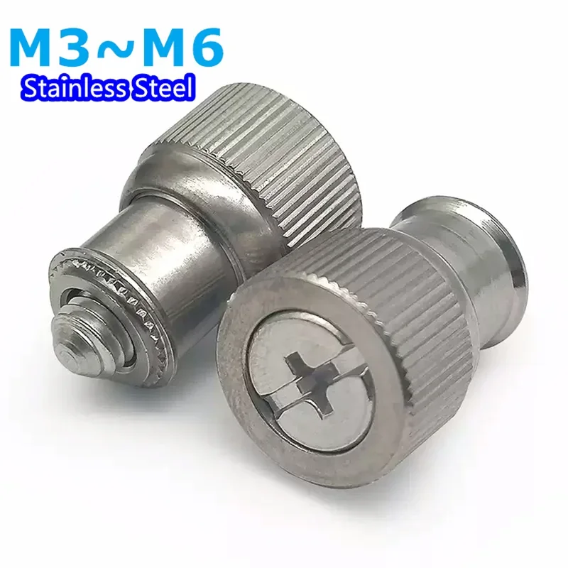 Pf11 Stainless Steel Captive Panel Screw Knurled Knob Spring Loaded Fastener For Cpu Metal Box