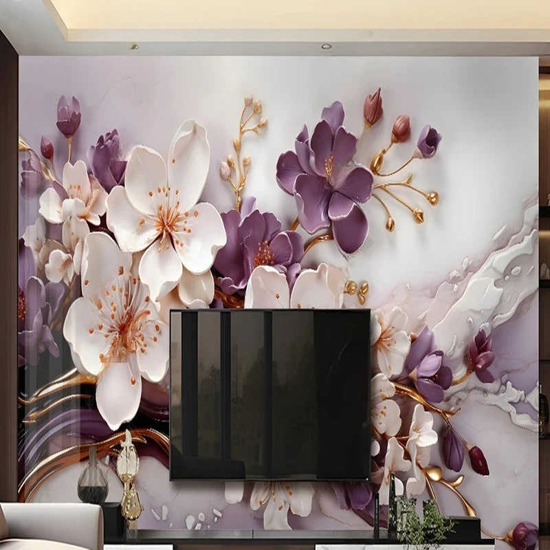 Custom Photo Wallpaper Art Decor Flowers Hanging Painting Modern Bedroom Living Room TV Background Wall Mural Building Supplies
