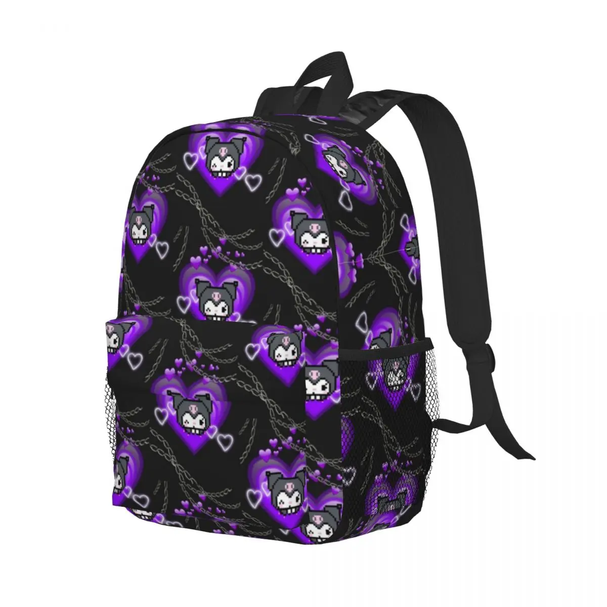 Kuromi para meninas meninos mochila de estudante de grande capacidade mochila leve à prova d'água de 15 polegadas