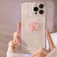 Korean 3D Bow Clear Soft Phone Case For iPhone 16 15 14 13 12 11 Pro Max XS X XR 7 8 Plus 13 MINI Candy Cute Transparent Cover