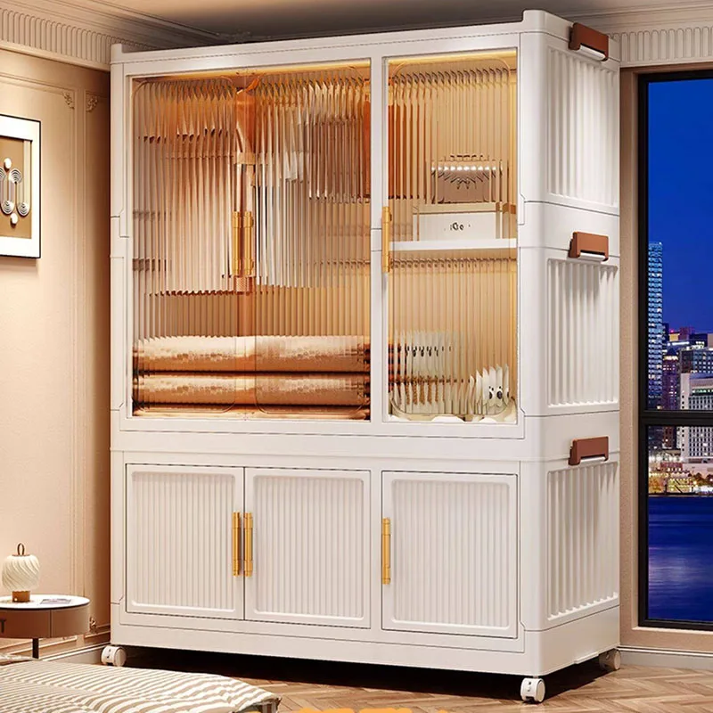 Plastic Foldable Closet Portable Partitions Cupboard Clothes Storage Organizer Wardrobe Cheap Modular Muebles Salon Furniture