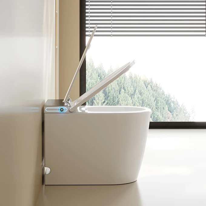 S024 Luxury Floor Mounted Elongated P-trap off Seat Flush Intelligent Bidet Heated Seat User Define Smart Toilet