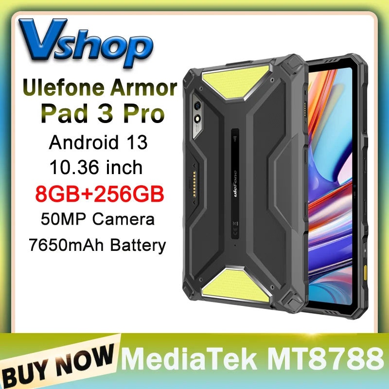 Ulefone Armor Pad 3 Pro Rugged Tablet PC 33280mAh MediaTek MT8788 16GB RAM(8+8) 256GB ROM 50MP 10.36