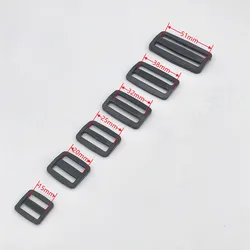 Black POM Plastic Buckles, Tri-glide Strap Release, Buttons Adjusters, Slide Bag Belt, 15/20/25/32/38/51/60/65/71/78/79MM