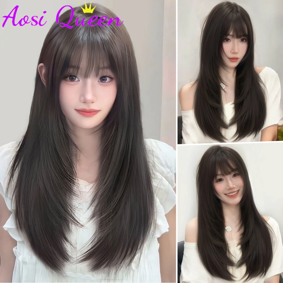AS 12.5*12.5CM Women\'s Hair Topper Fluffy Synthetic Hairpin Top Wavy Curly Layered Long Straight Hair Hair Piece Replacement Wig