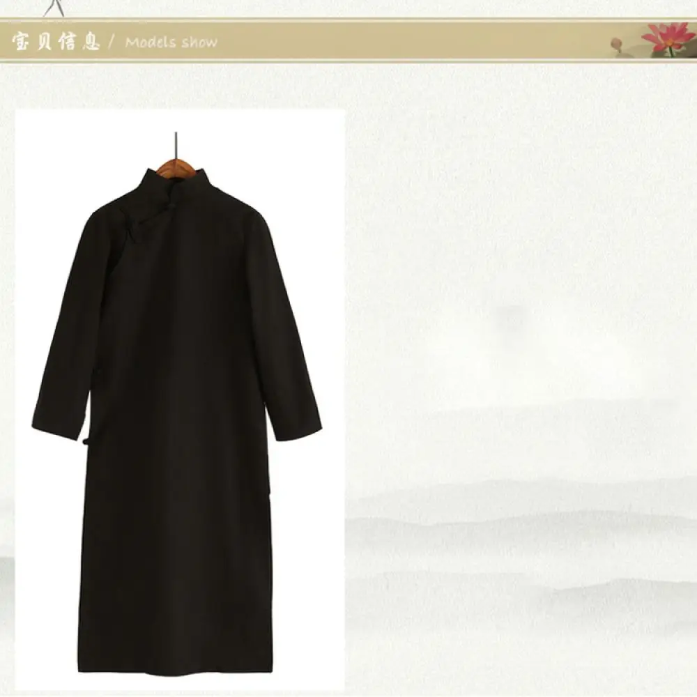 Traditional Chinese Mens Long Changshan Vintage Stage Costume Republic Style Teacher Cosplay Outfit Cultural